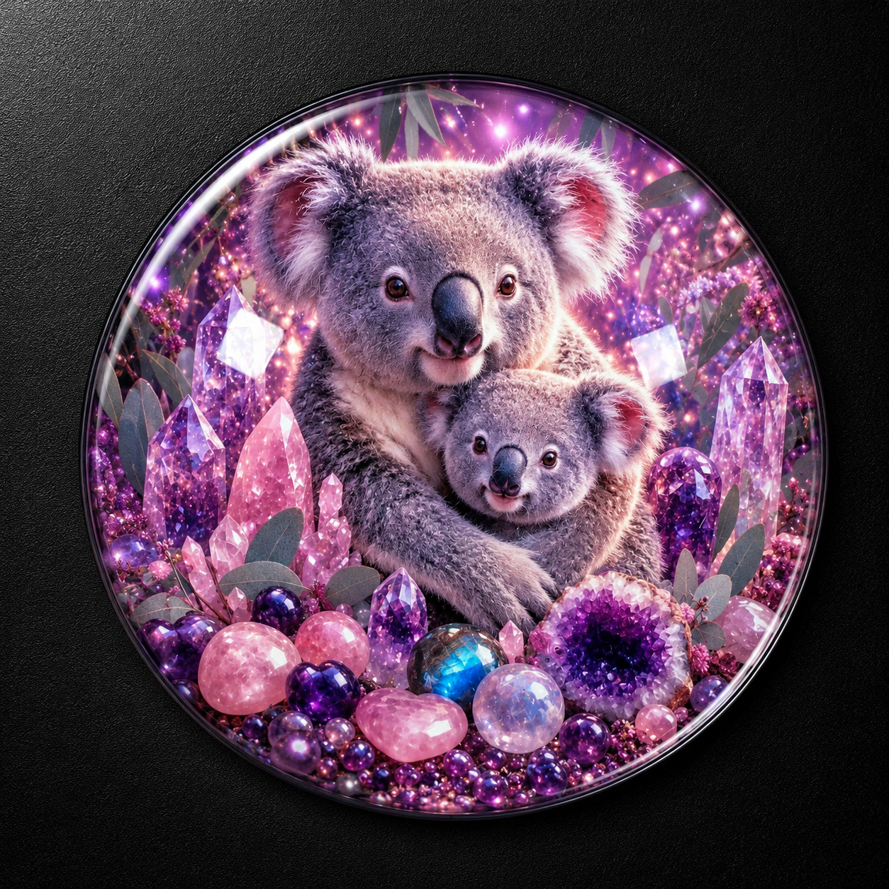 Koalas with Crystals 4cm Glass Magnet