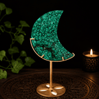 Malachite Moon on Gold Stand
