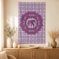Pink Elephant Cotton Tapestry