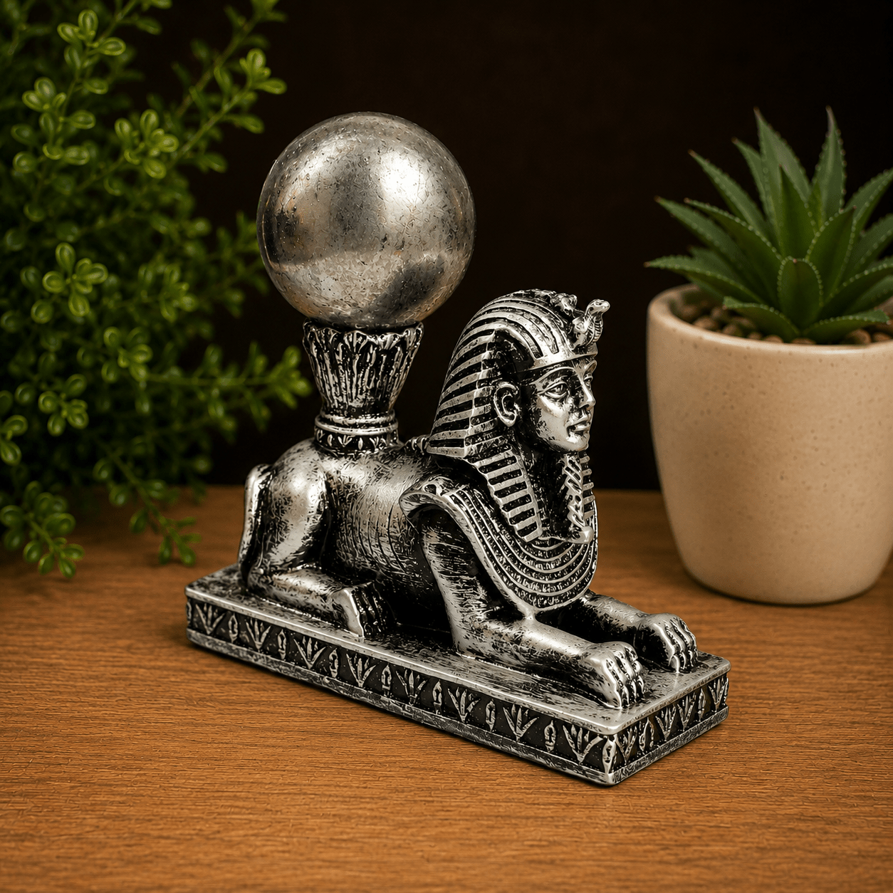 Silver Sphinx Sphere Stand