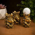 Gold Lion Sphere Stand