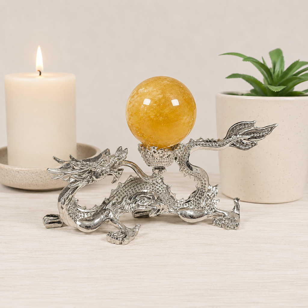 Silver Dragon Metal Sphere Stand