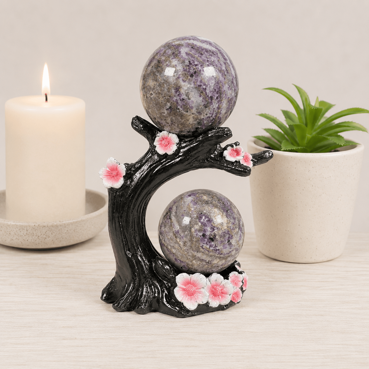 Black Apple Blossom Sphere Stand