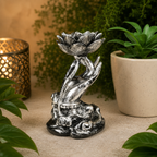 Silver Hand with Lotus Sphere Stand