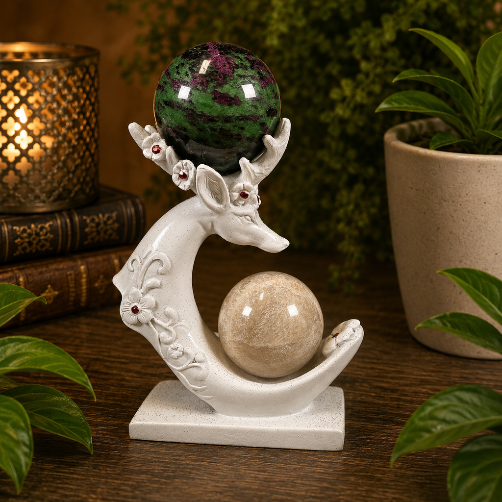 White Deer Double Sphere Stand