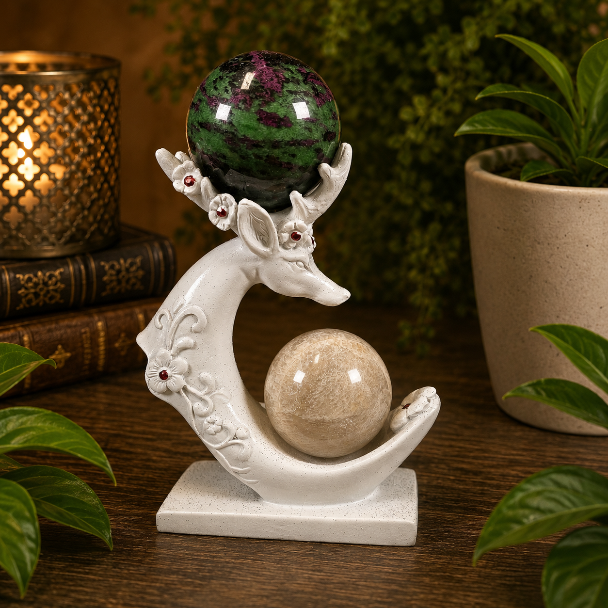 White Deer Double Sphere Stand