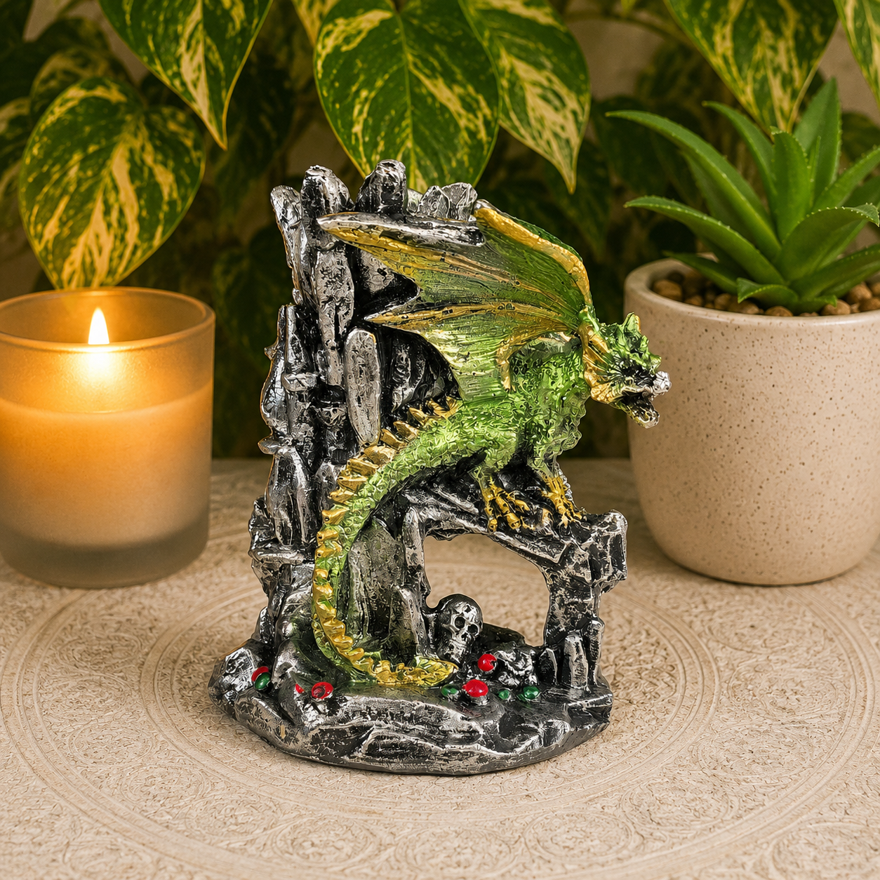 Green Dragon Castle Sphere Stand