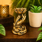 Gold Hand with Lotus Sphere Stand