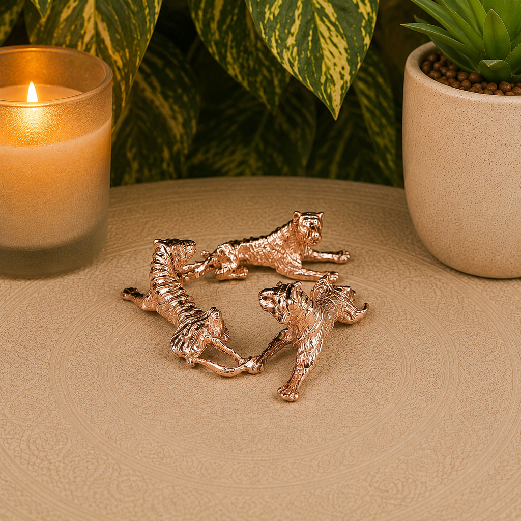 Rose Gold Tiger Metal Sphere Stand