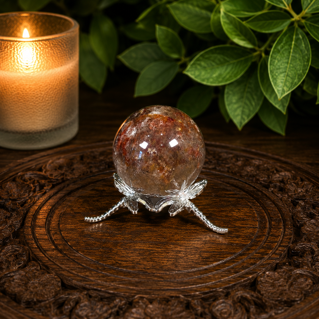 Small Silver Dragonfly Metal Sphere Stand