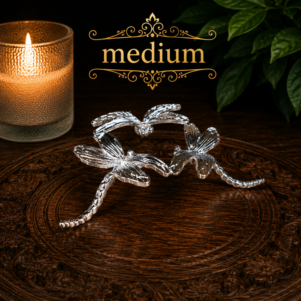 Medium Silver Dragonfly Metal Sphere Stand