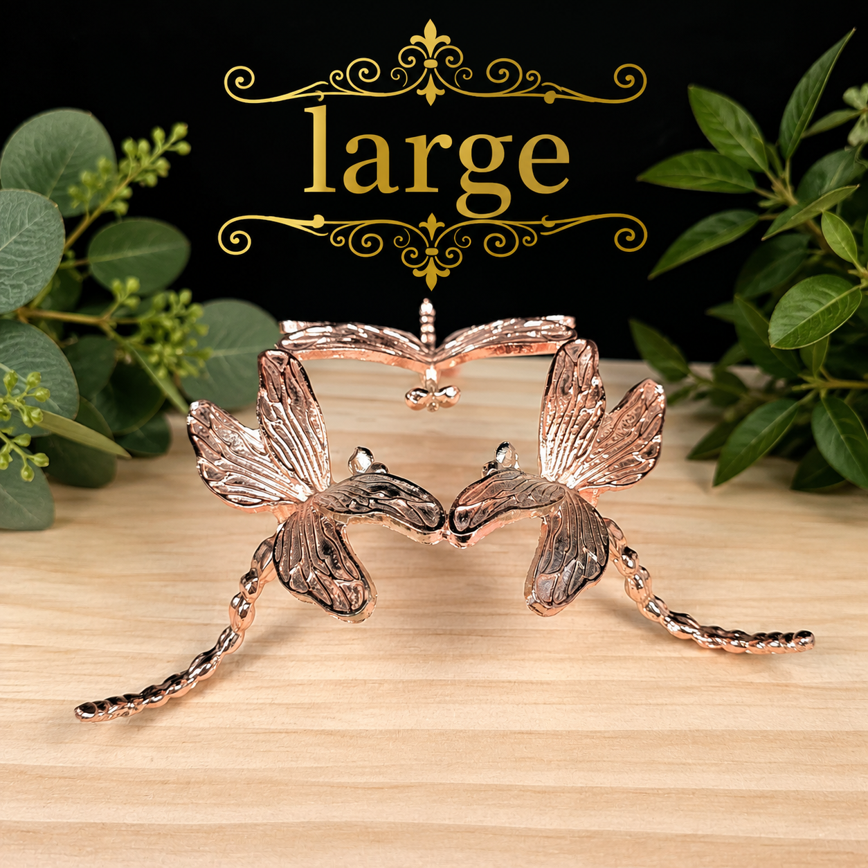 Large Rose Gold Dragonfly Metal Sphere Stand