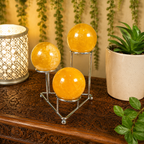 Silver 3 Step Sphere Metal Stand