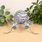 Large Silver Dragonfly Metal Sphere Stand