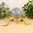 Large Gold Dragonfly Metal Sphere Stand