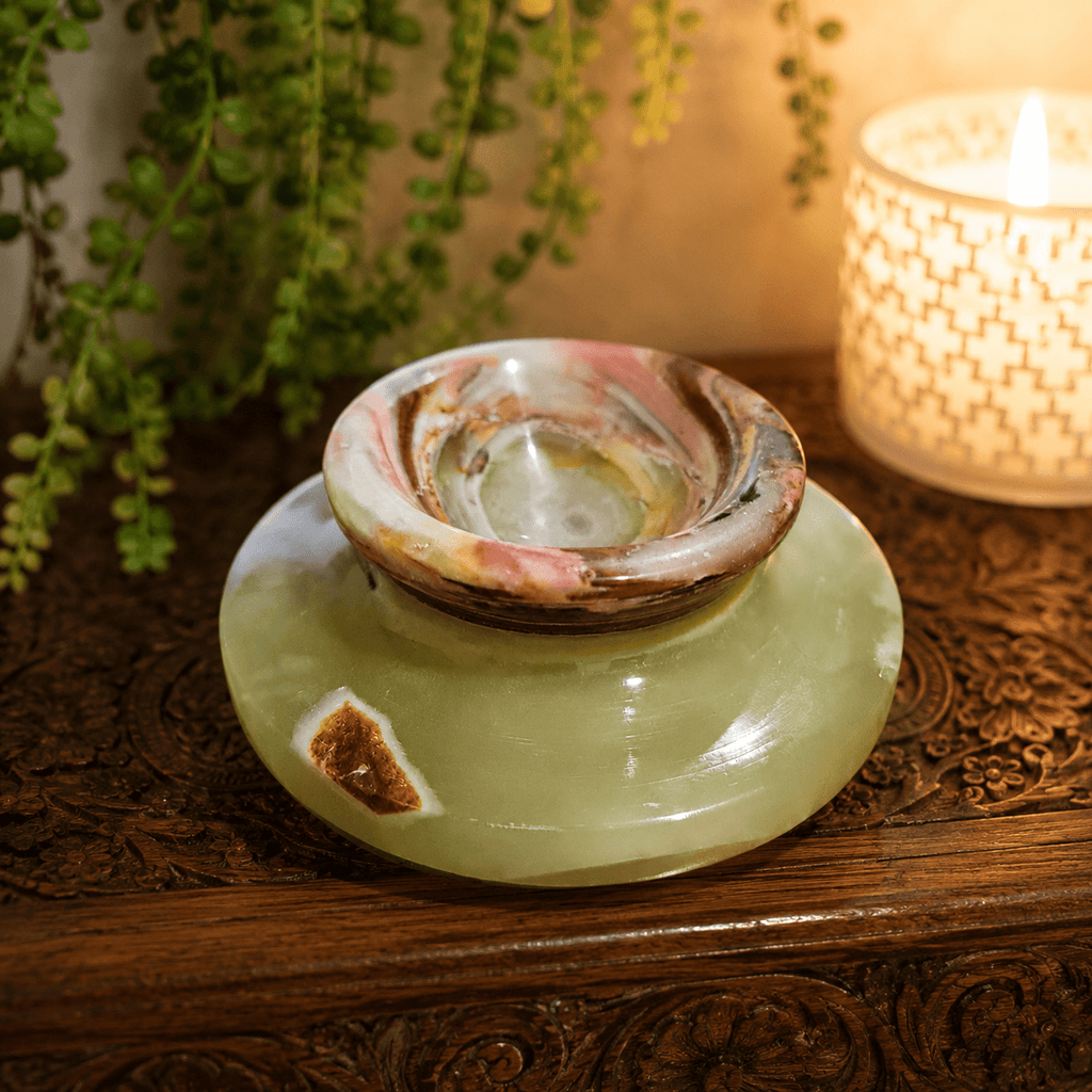 Green Banded Onyx Sphere Stand