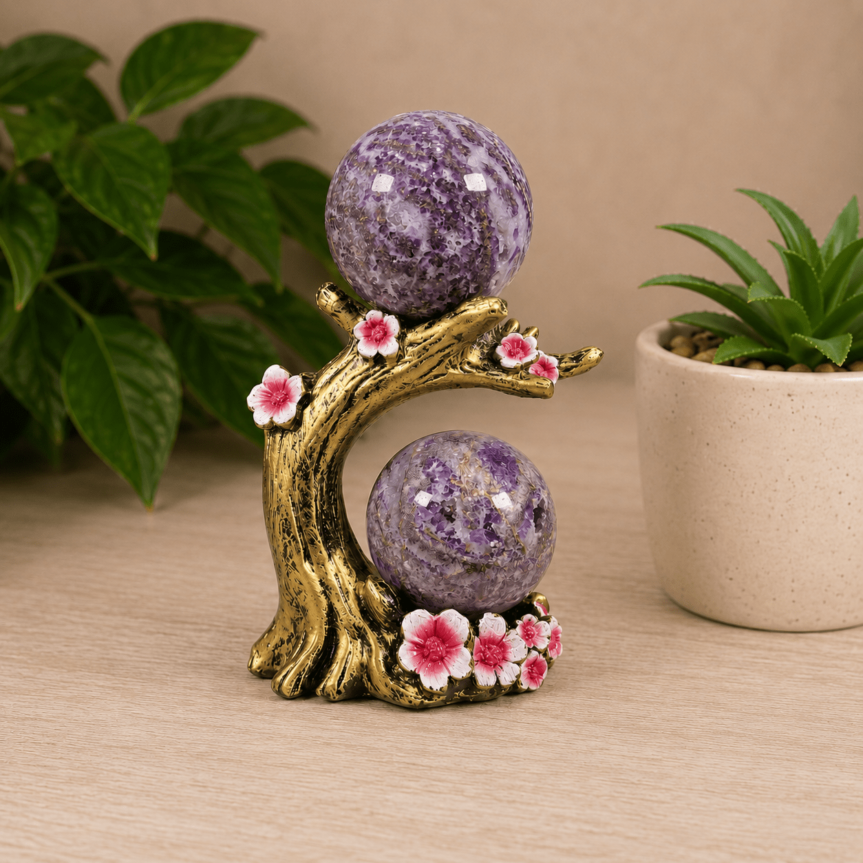 Gold Apple Blossom Sphere Stand