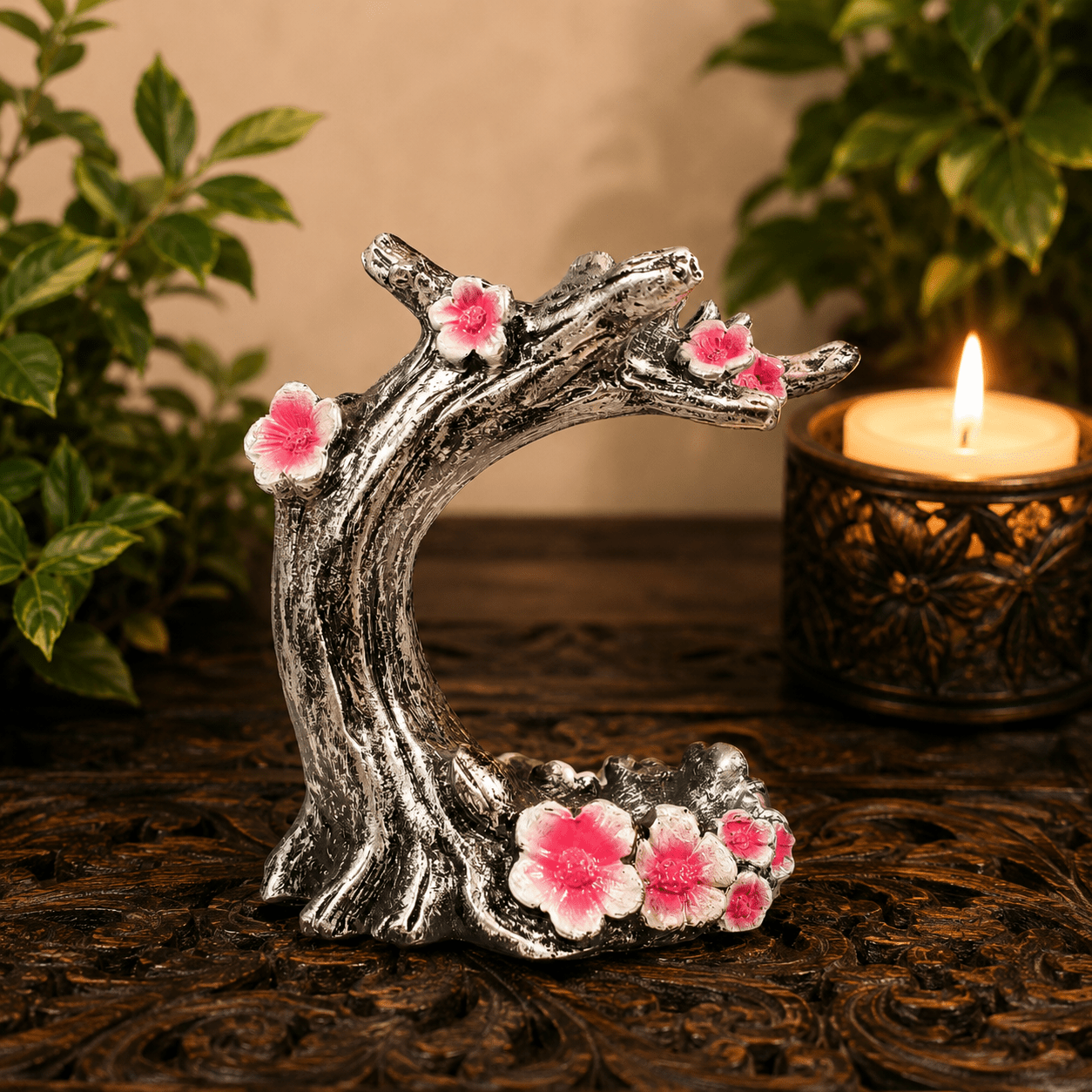 Silver Apple Blossom Sphere Stand