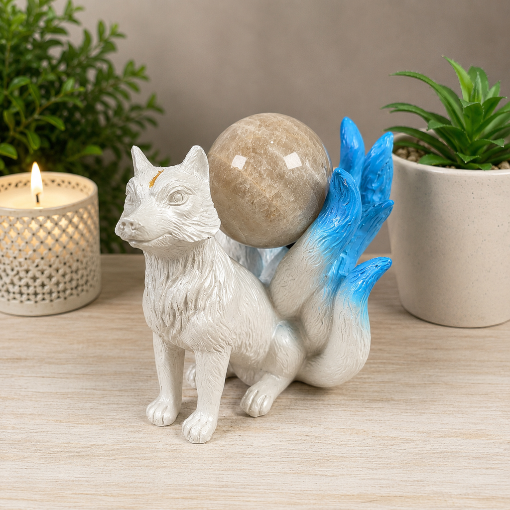 Blue 9 Tail Fox Sphere Stand
