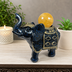 Large Blue Speckled Elephant Sphere Stand