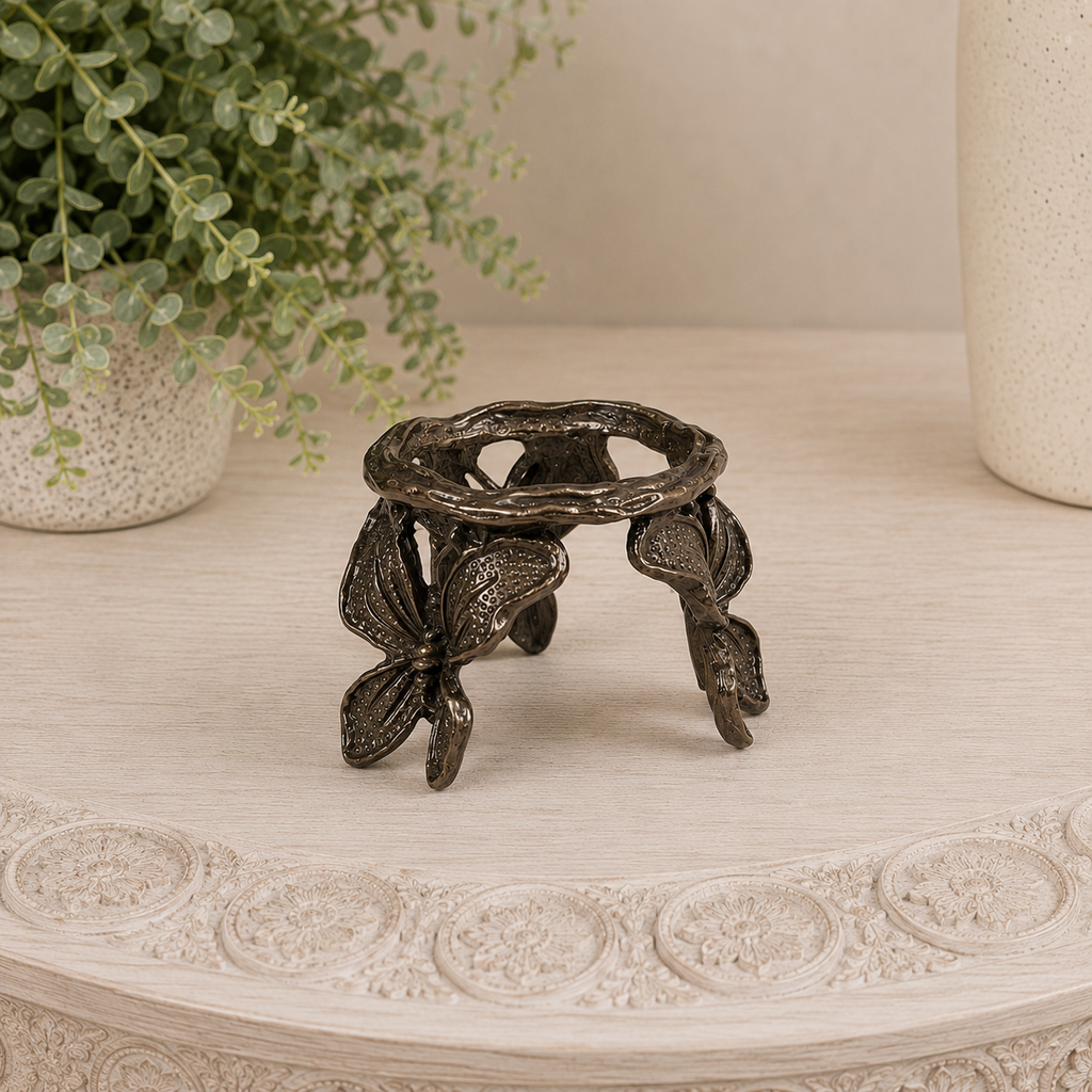 Brown Butterfly Metal Sphere Stand