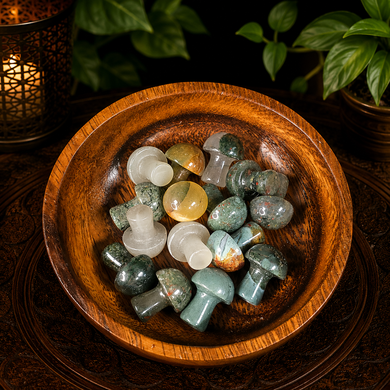 2cm Gemstone Mushroom - Bloodstone