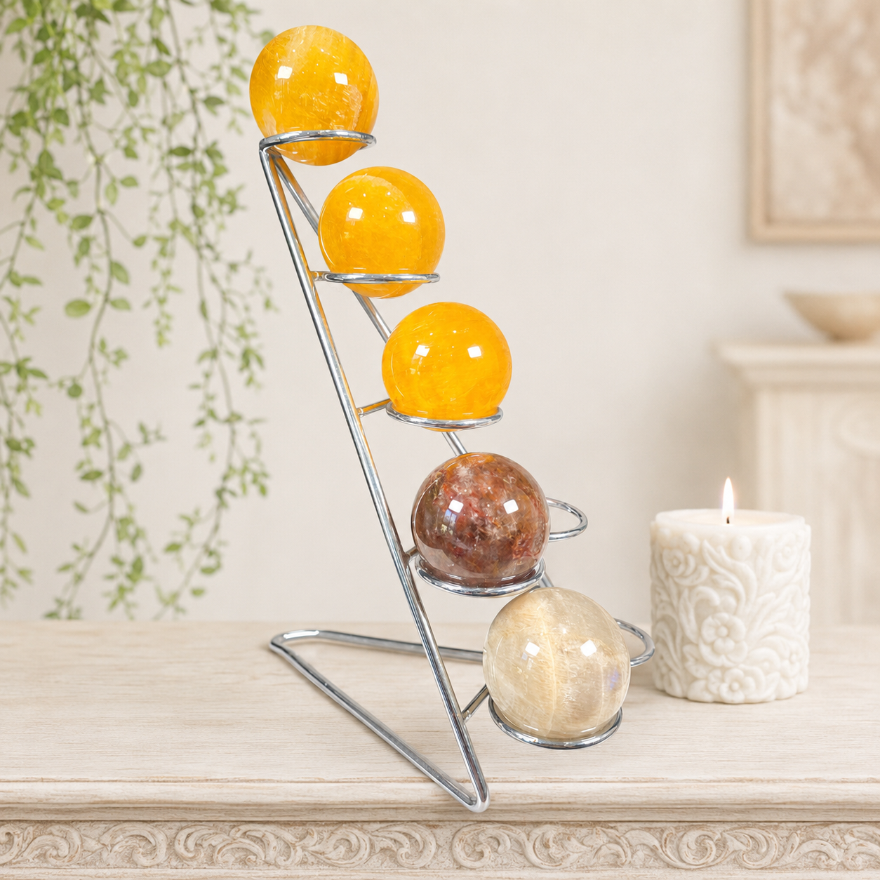 Silver 7 Sphere Metal Stand