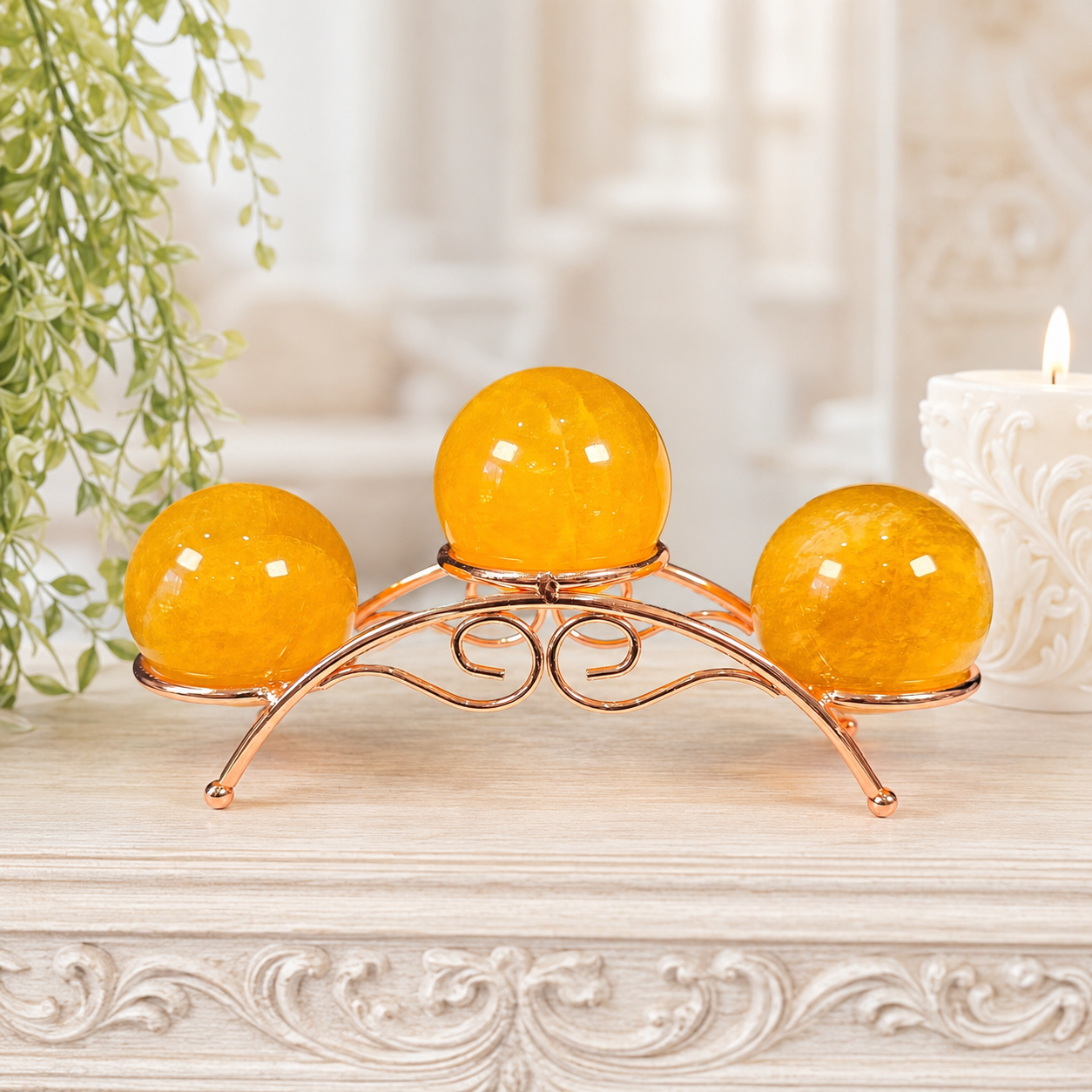 Rose Gold 3 Sphere Arch Metal Stand