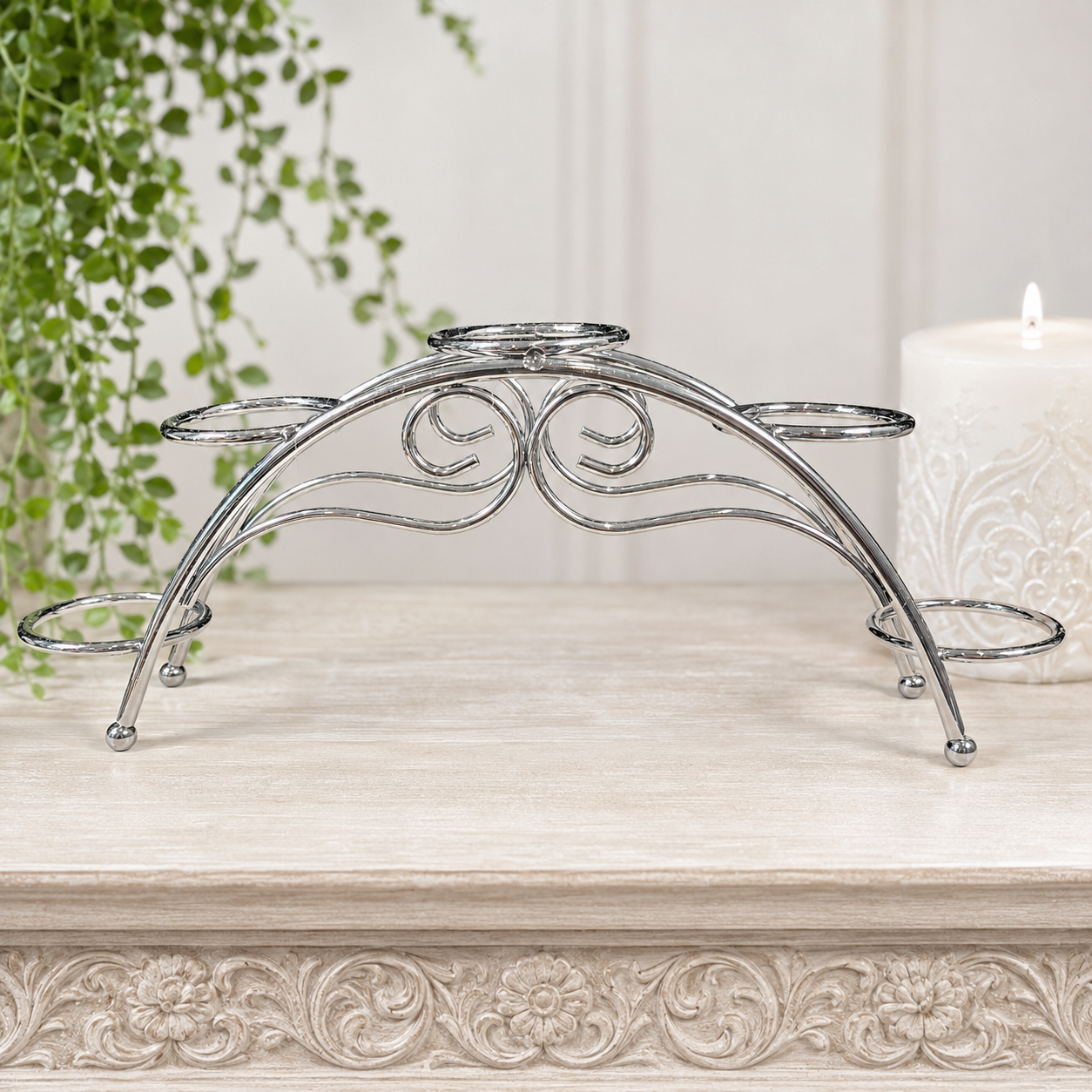 Silver 5 Sphere Arch Metal Stand