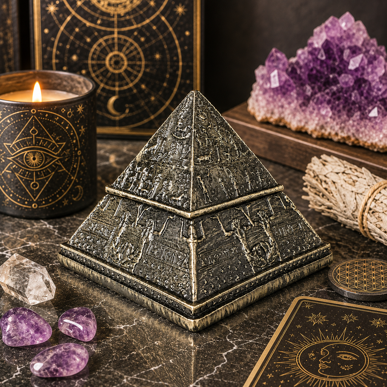 Large Gold Egyptian Trinket Pyramid