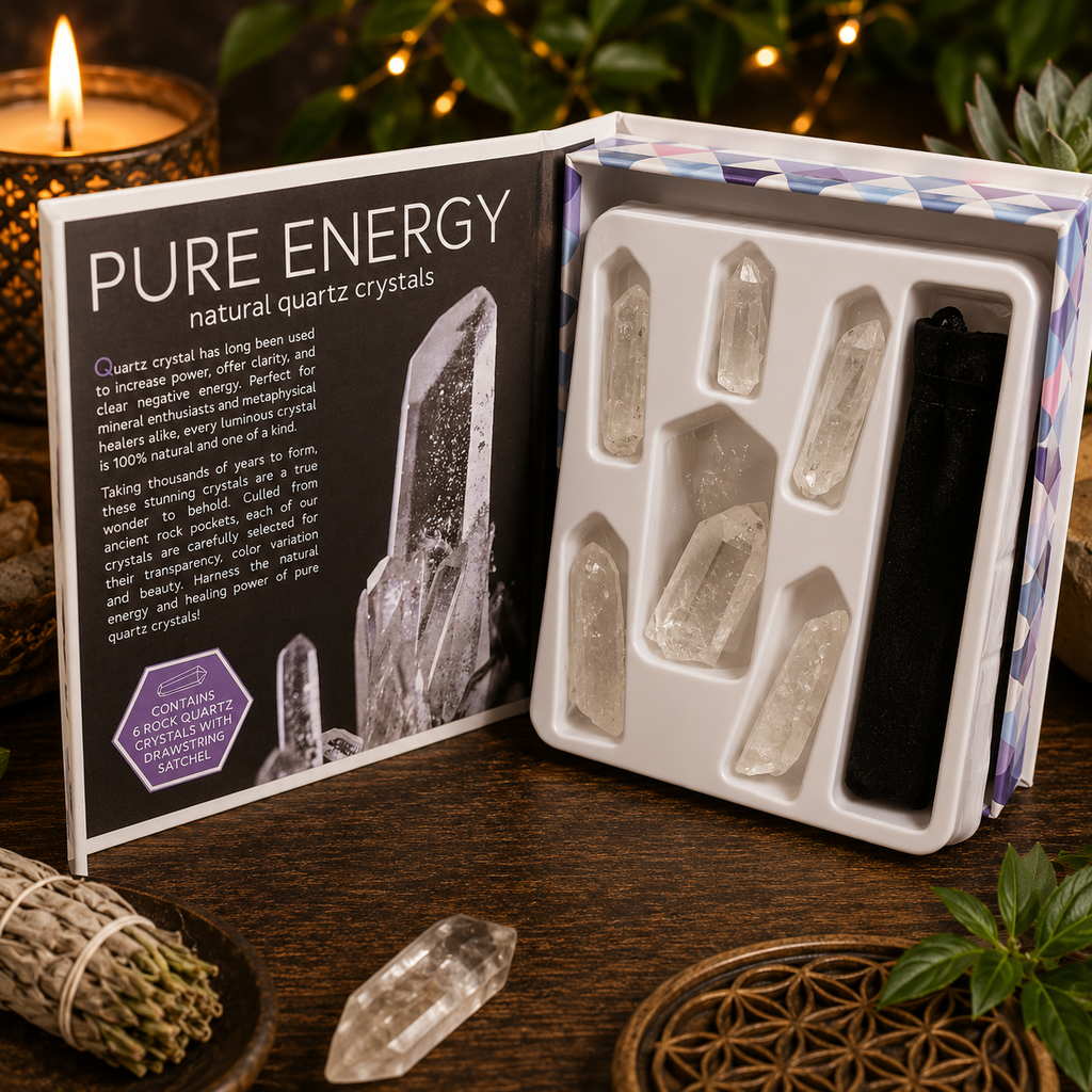 Pure Energy Natural Quartz Crystals Gift Pack