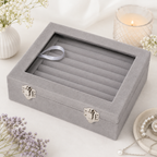 Grey Velvet Ring Box