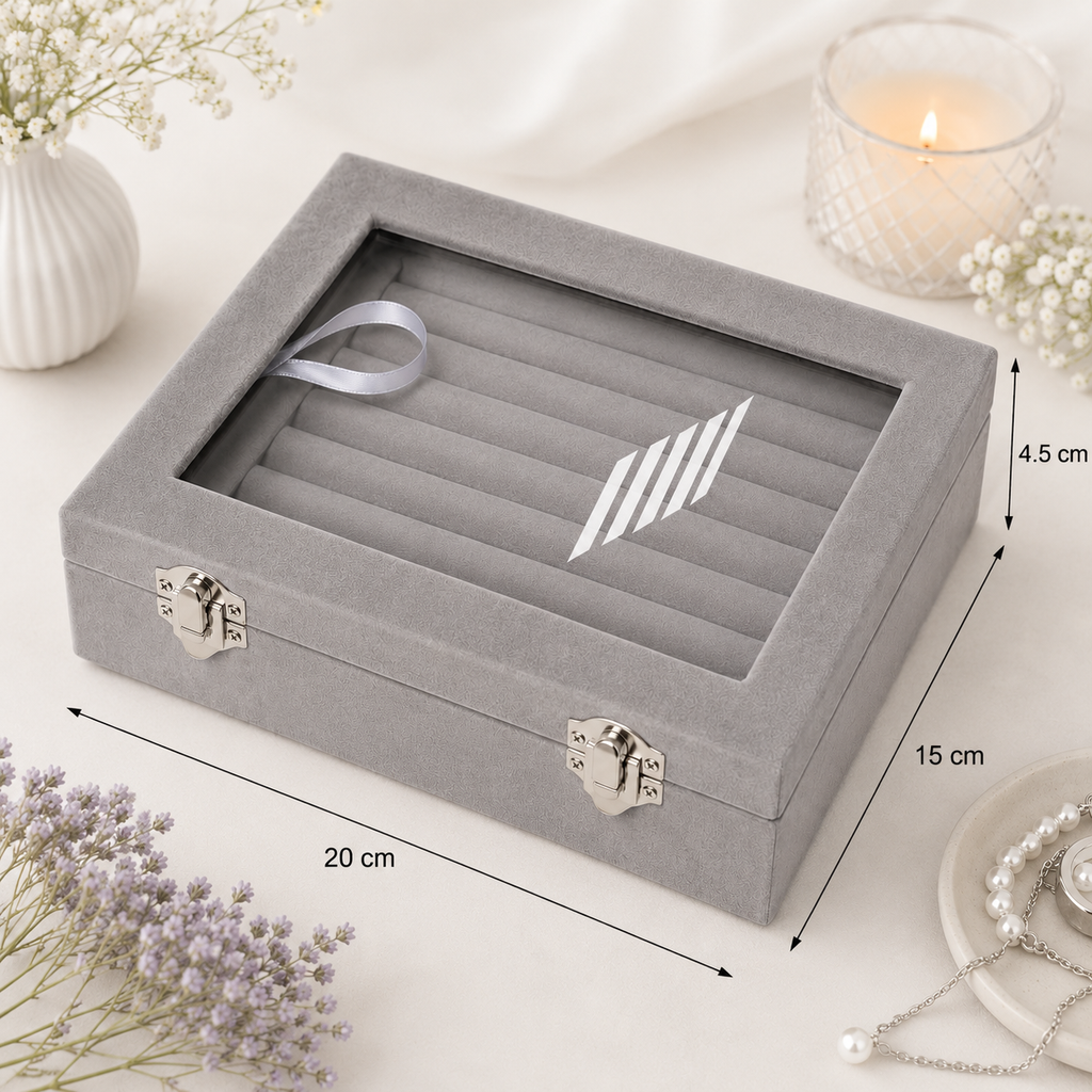 Grey Velvet Ring Box