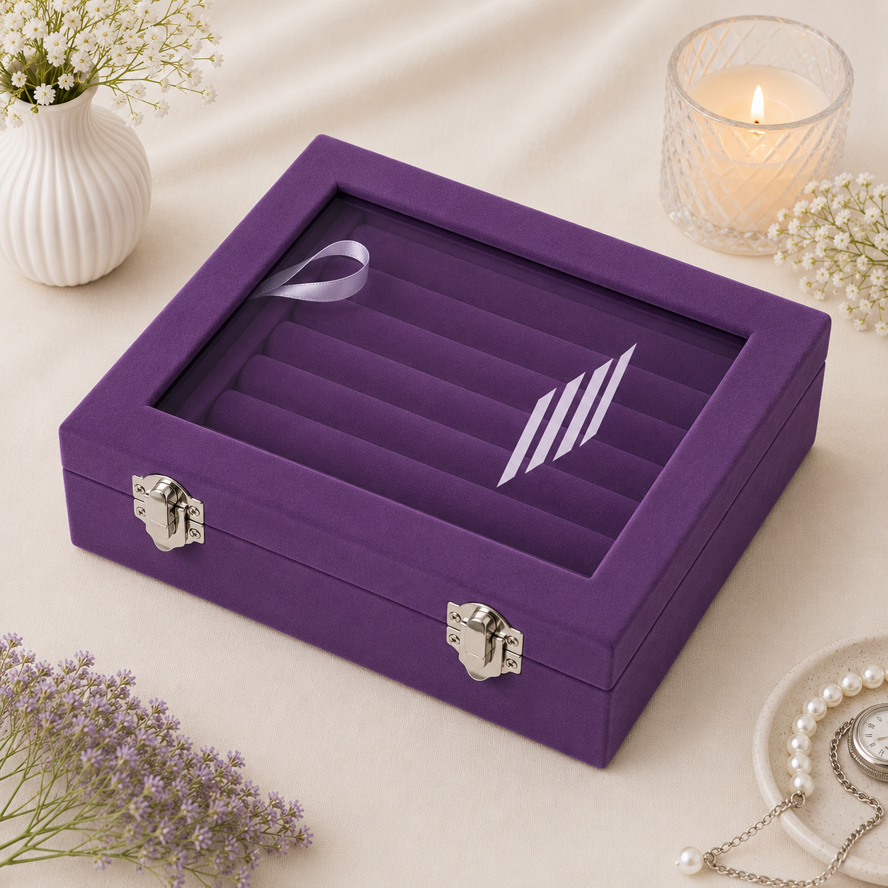 Purple Velvet Ring Box