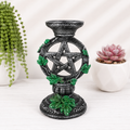 Green Leaf on Silver Pentagram Sphere Stand