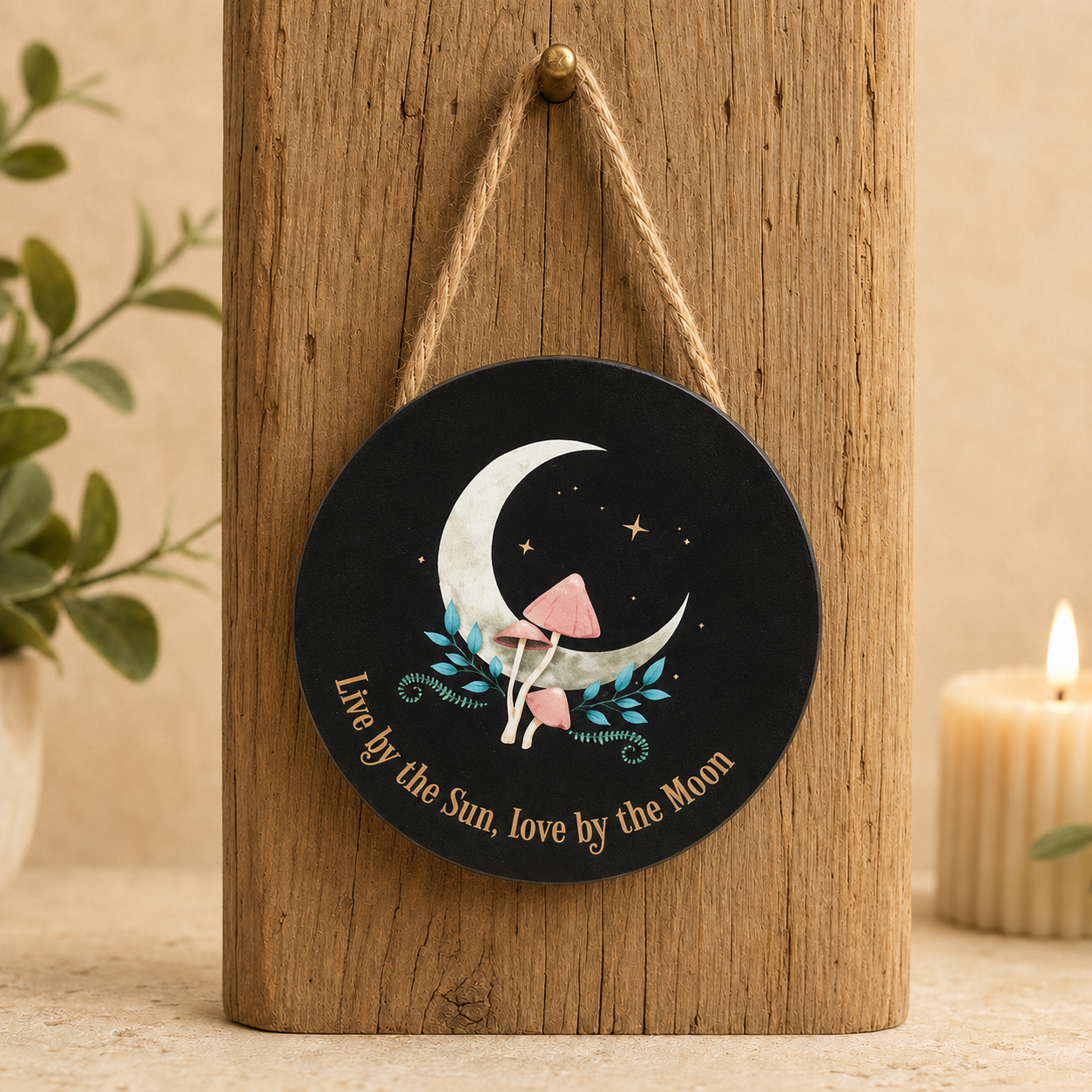 "Live By the Sun, Love By the Moon" Dark Forest Mystical Sign