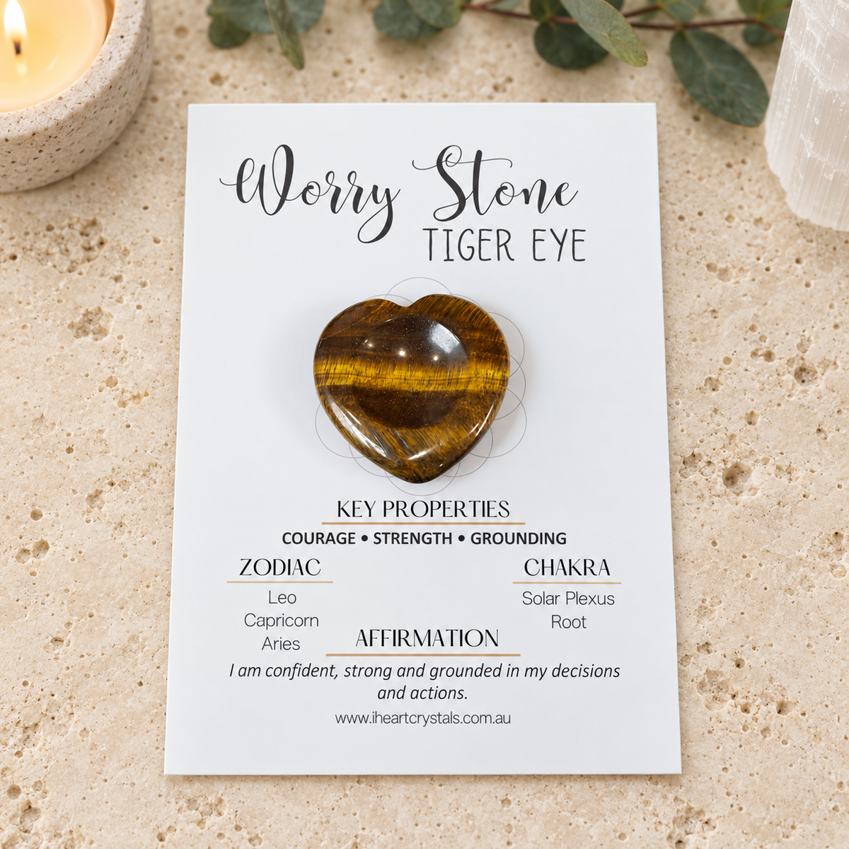 Tiger Eye Heart Shape Worry Stone (Thumb Stone)