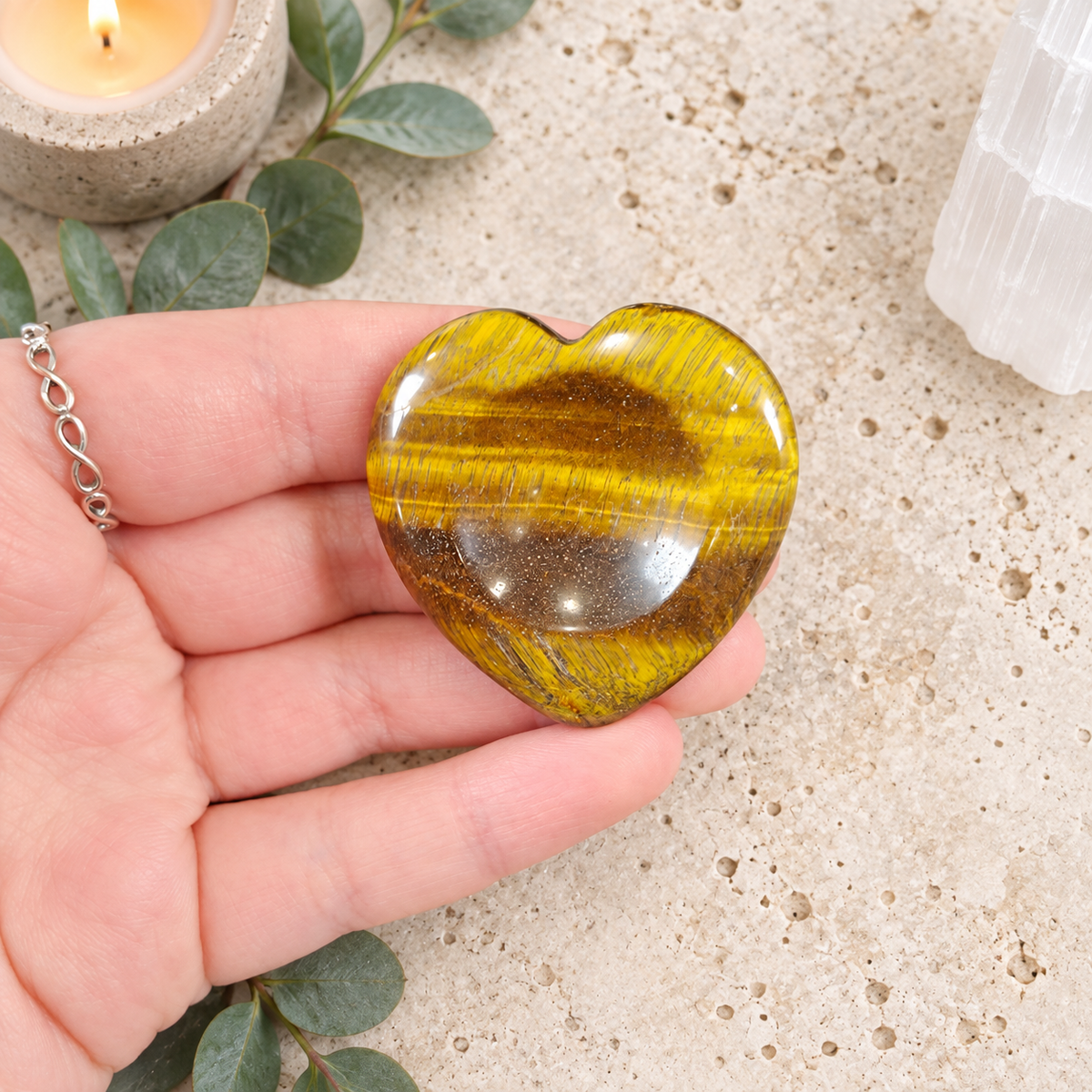 Tiger Eye Heart Shape Worry Stone (Thumb Stone)