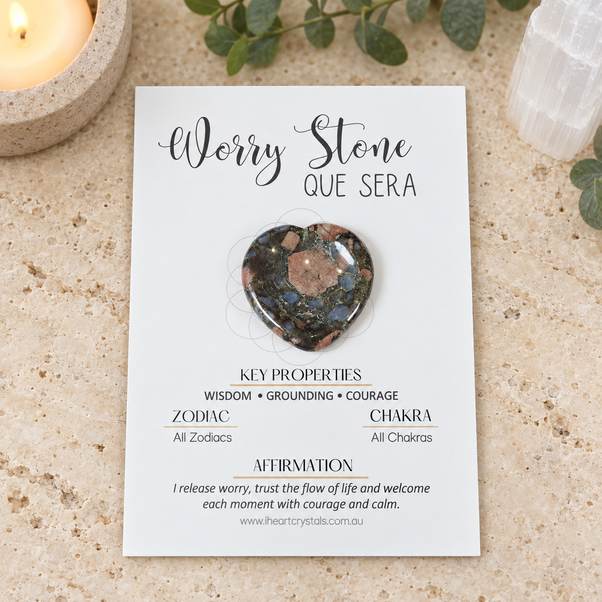 Que Sera Heart Shape Worry Stone (Thumb Stone)