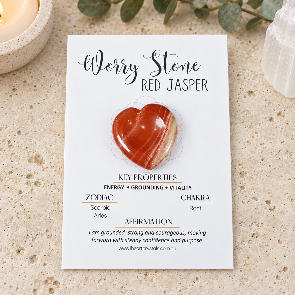 Red Jasper Heart Shape Worry Stone (Thumb Stone)