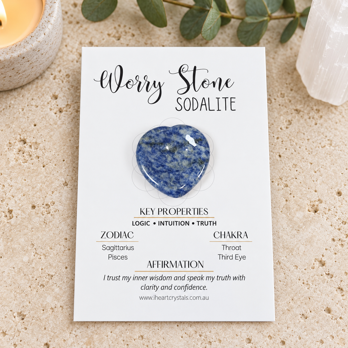 Sodalite Heart Shape Worry Stone (Thumb Stone)