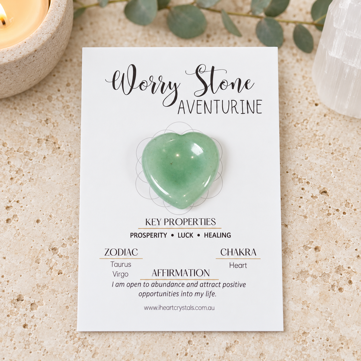 Aventurine Heart Shape Worry Stone (Thumb Stone)
