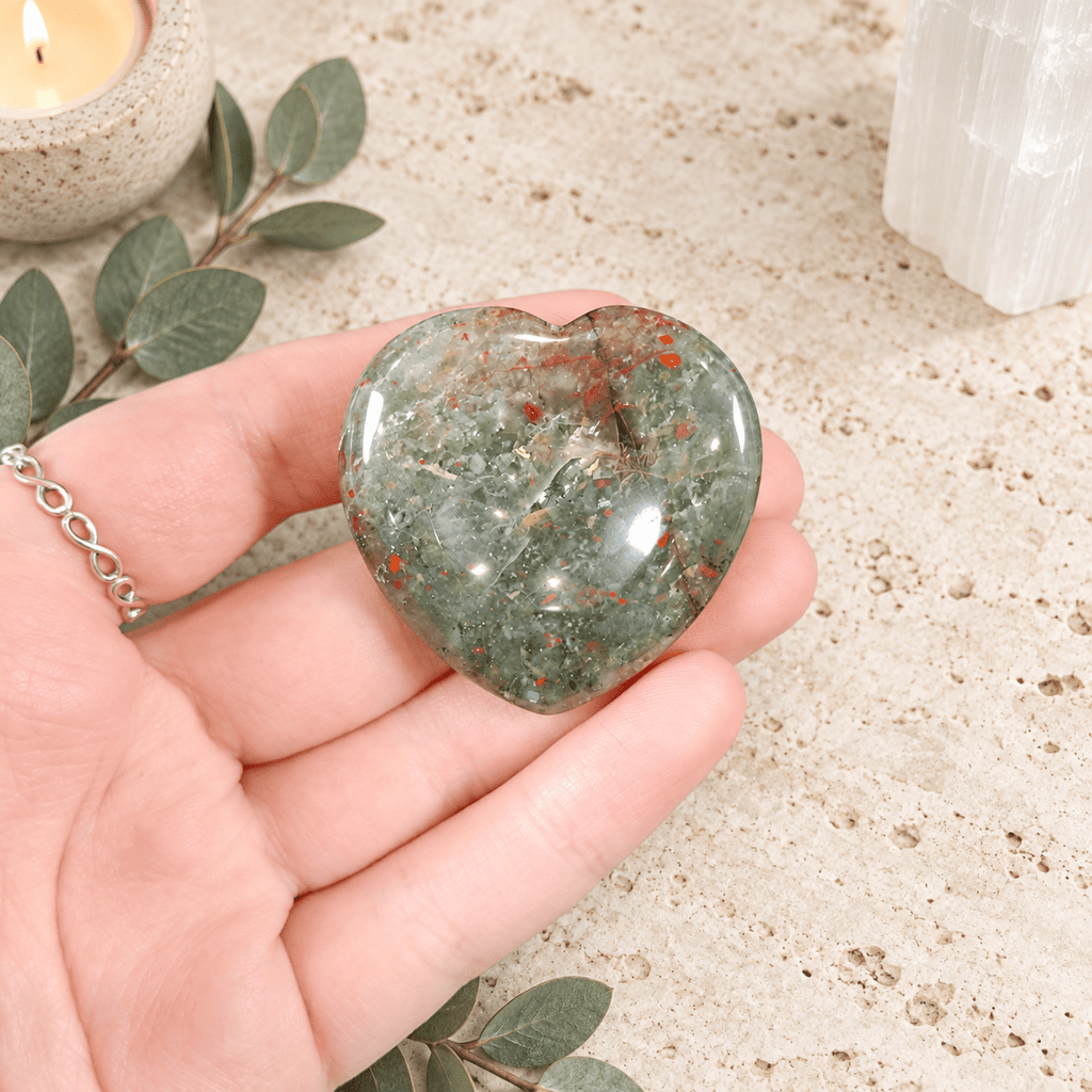 Bloodstone Heart Shape Worry Stone (Thumb Stone)