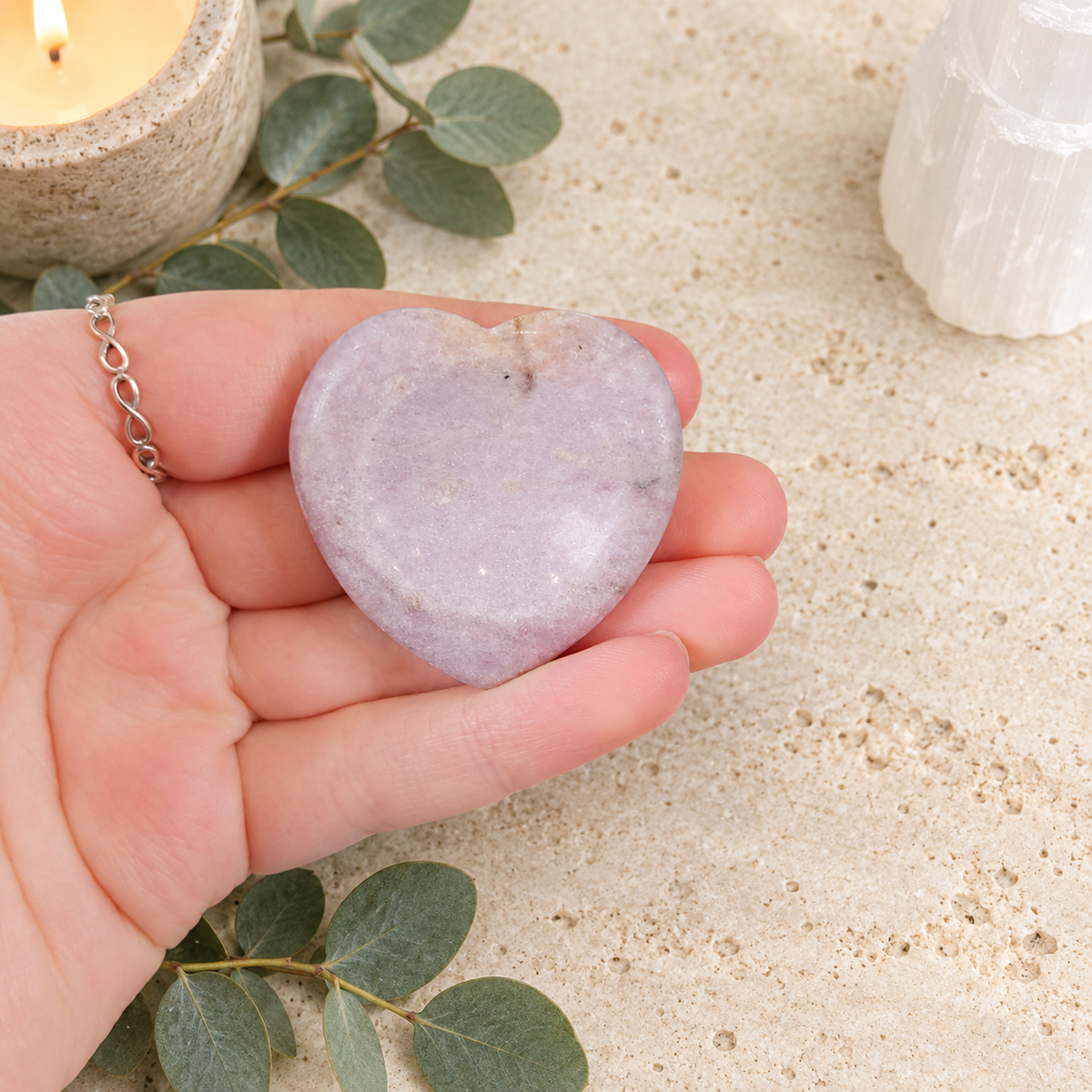 Lepidolite Heart Shape Worry Stone (Thumb Stone)