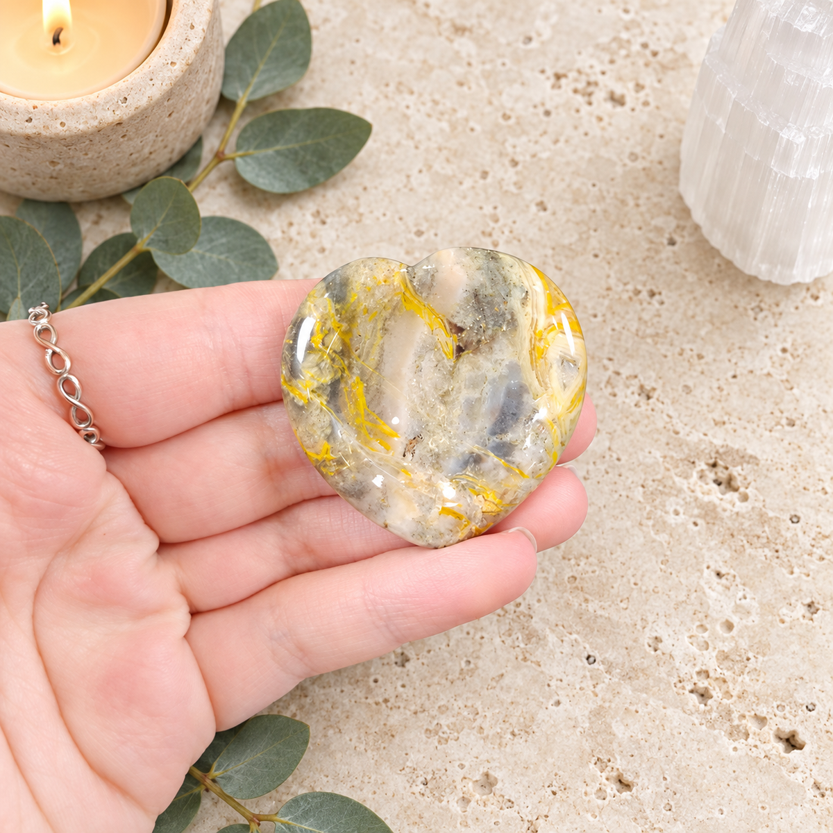 Crazy Lace Agate Heart Shape Worry Stone (Thumb Stone)