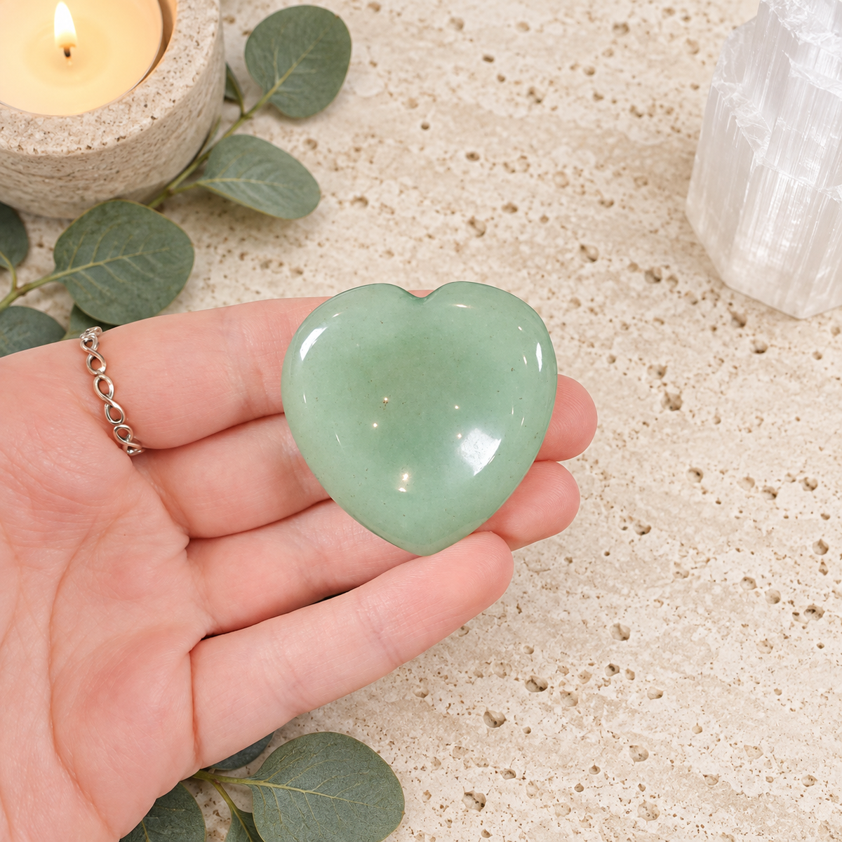 Aventurine Heart Shape Worry Stone (Thumb Stone)