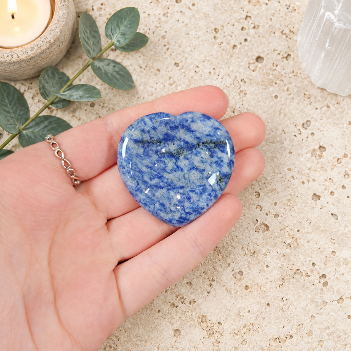Sodalite Heart Shape Worry Stone (Thumb Stone)