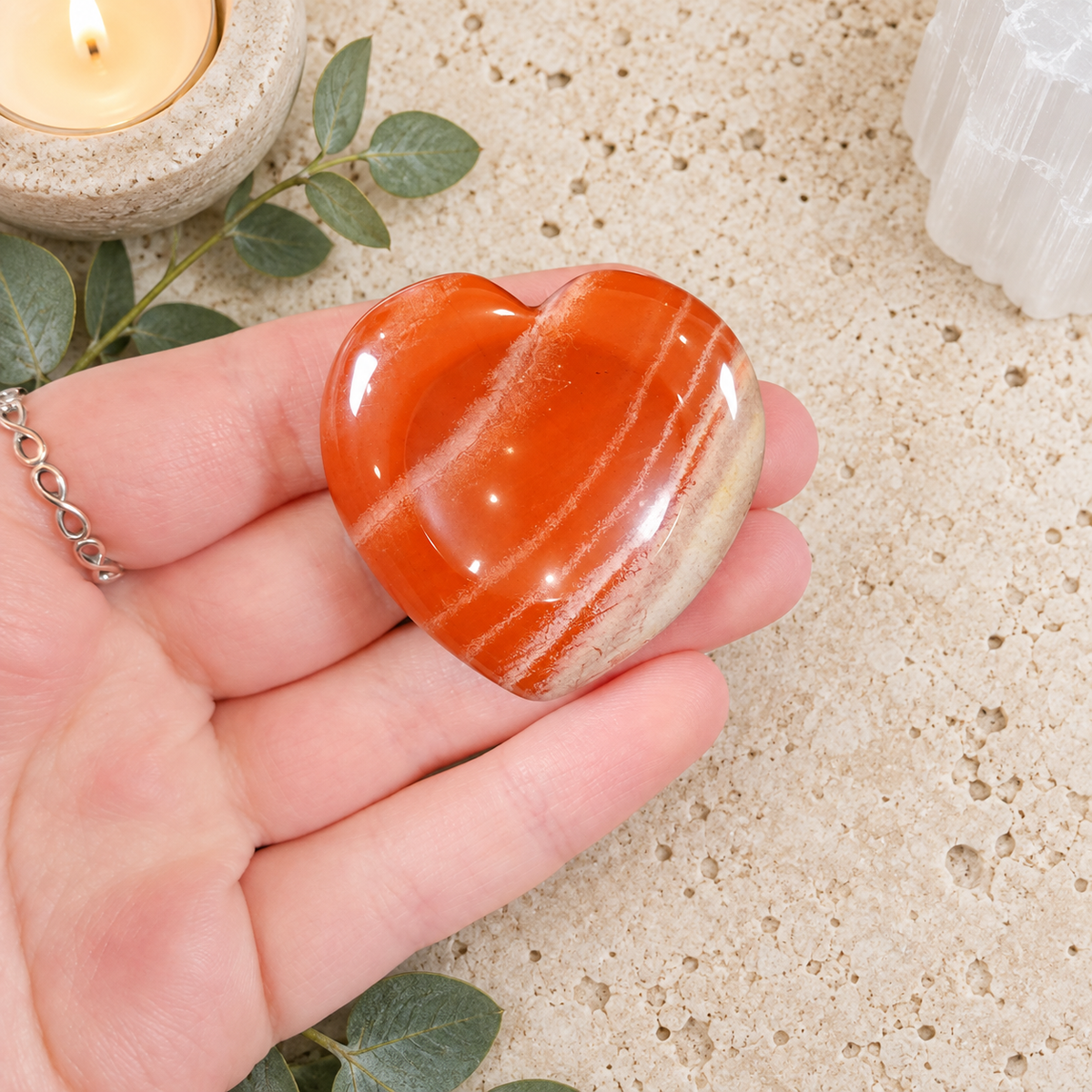 Red Jasper Heart Shape Worry Stone (Thumb Stone)