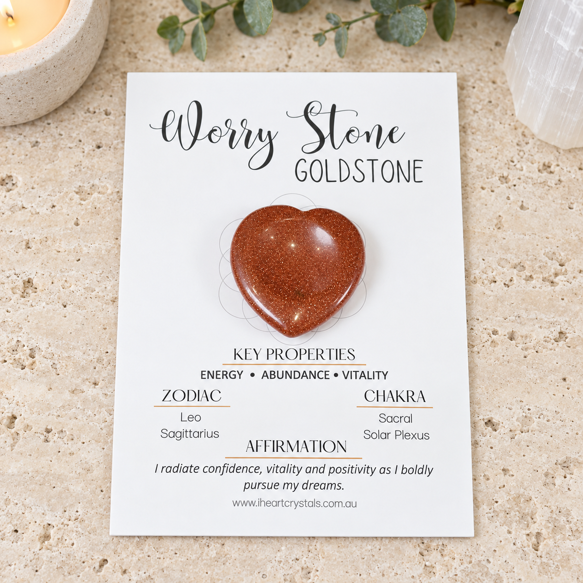 Goldstone Heart Shape Worry Stone (Thumb Stone)