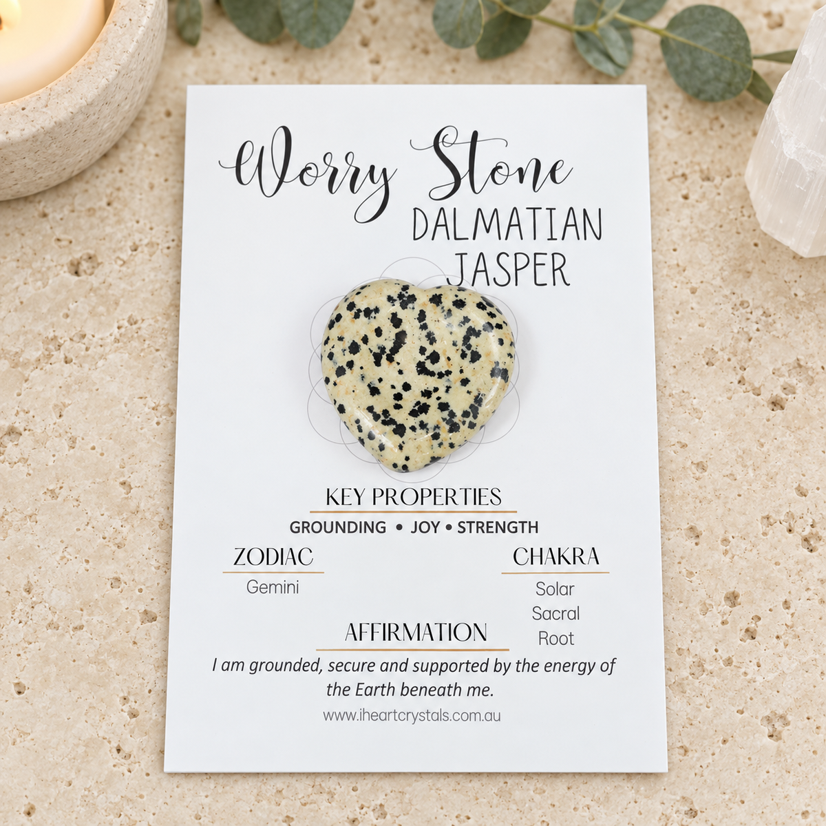 Dalmatian Jasper Heart Shape Worry Stone (Thumb Stone)